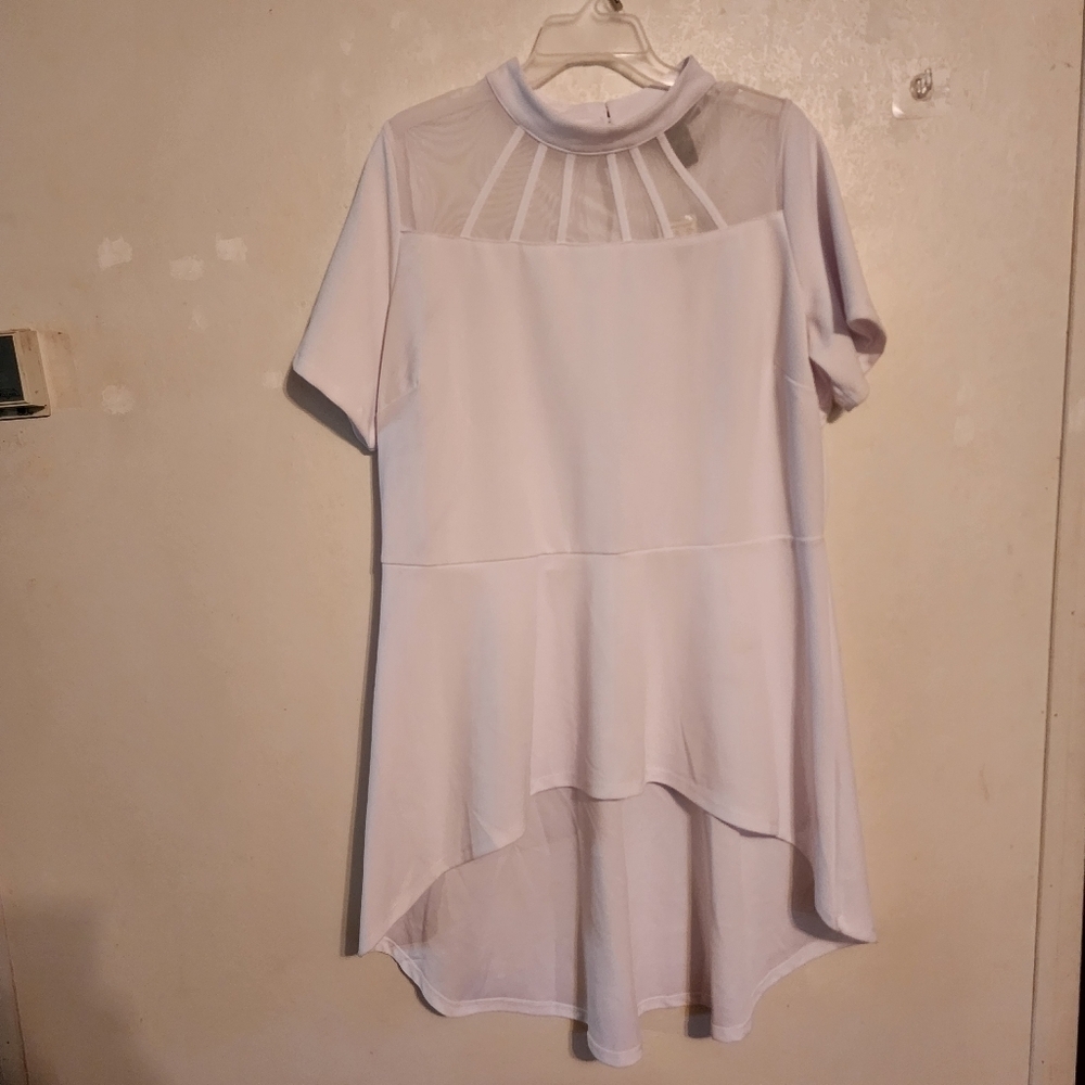 Ashley Stewart White Mesh Upper High Low Mini Dress Size 18/20 NWT